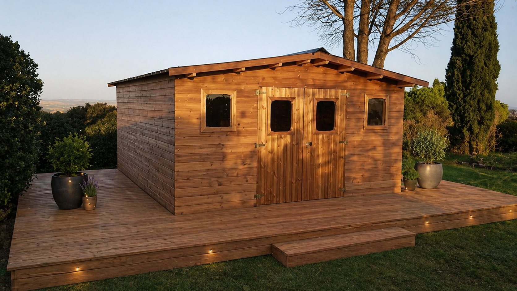 Chalet THA4030.02T de 11.72m²en THT + couverture en bac acier