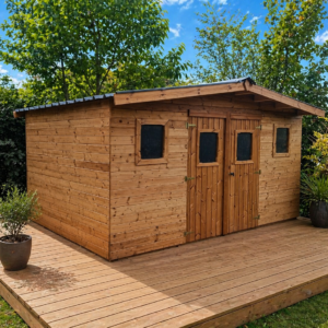 Abri THA4040.02T en bois traité THT de 15.68m² avec sa couverture en Bac Acier