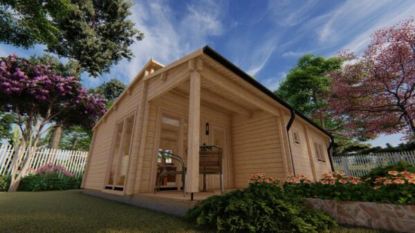 Chalet berica T2 (6.36m x 8.86m) de 44 m2 + terrasse en madriers de  68mm – Image 7