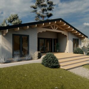 Chalet habitabkd Toka (12 m x 8 m), 68 mm de 75 m2 + 21.2 m2 de terrasse
