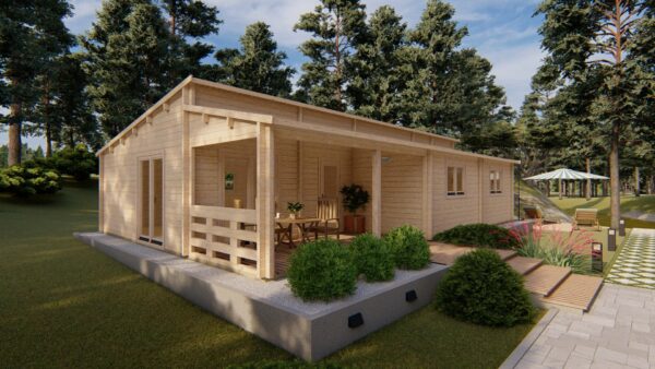 Chalet Rica T3 (7.92 x 11.84 en madriers de 44 mm de 75m2 + terrasse – Image 4