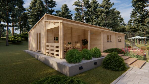 Chalet Rica T3 (7.92 x 11.84 en madriers de 44 mm de 75m2 + terrasse