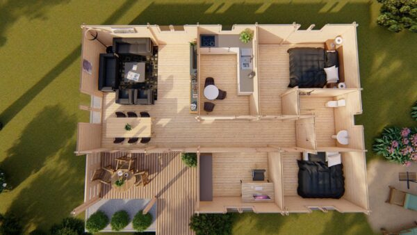 Chalet Rica T3 (7.92 x 11.84 en madriers de 44 mm de 75m2 + terrasse – Image 6