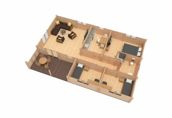 Chalet Rica T3 (7.92 x 11.84 en madriers de 44 mm de 75m2 + terrasse – Image 7
