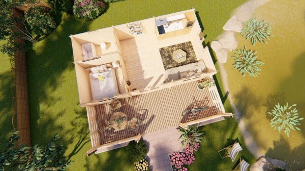 Chalet LANA (7m x 8m), 56 m² avec terrasse; 44 mm – Image 5