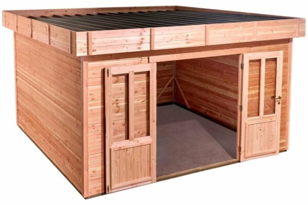 Abri DIN40F40.02-En Douglas-Madriers 28mm-3.76 x 3.76m-14.14m² – Image 3