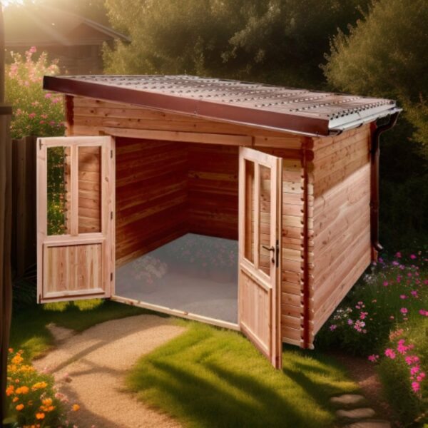 Abri DAN30F30.02- Toit multidirectionnel -En Douglas-Madriers 28mm-3 x 3m-9m² – Image 3