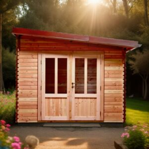 Abri DAN30F30.02- Toit multidirectionnel -En Douglas-Madriers 28mm-3 x 3m-9m²