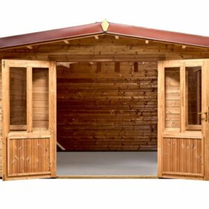 Abri THA40F40.01-Avec Plancher-En THT-Madriers 28mm-4.00 x 4.00m-16m²