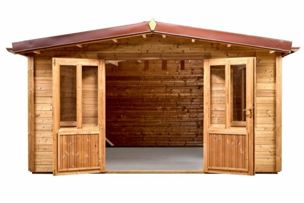 Abri THA40F40.01-Avec Plancher-En THT-Madriers 28mm-4.00 x 4.00m-16m²