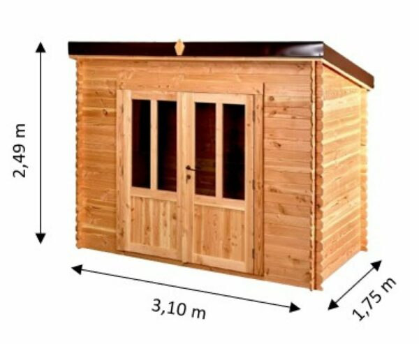 Abri DT30F17.02-En Douglas-Madriers de 20mm- 3.00 x 1.65m-4.95m²