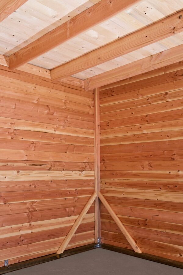 Abri DIN34F34.02B- Avec Bûcher-En Douglas-Madriers 28mm-5.75 x 3.00m-17.25m² – Image 2