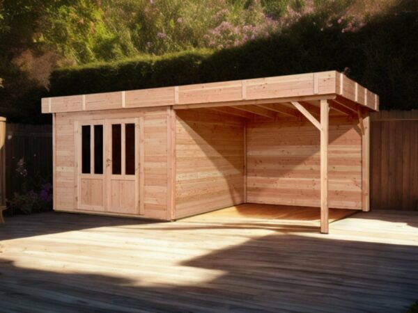 Abri DIN34F34.02B- Avec Bûcher-En Douglas-Madriers 28mm-5.75 x 3.00m-17.25m² – Image 3