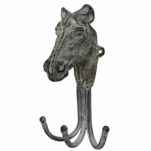 Patère Murale Triple en Fonte Motif Cheval