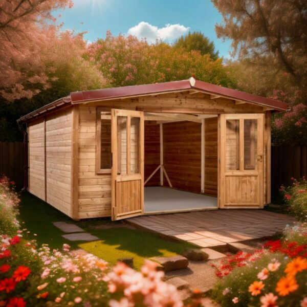 Abri THA40F50.02-Sans Plancher-En THT-Madriers 28mm-4.00 x 4.00m-20m² – Image 2