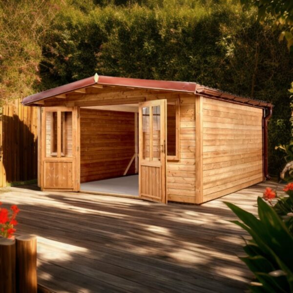 Abri THA40F40.02-Sans Plancher-En THT-Madriers 28mm-4.00 x 4.00m-16m² – Image 3