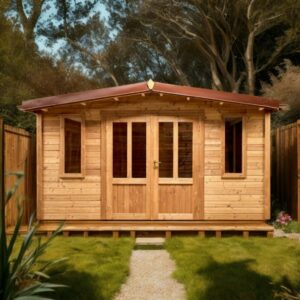 Abri THA40F40.02-Sans Plancher-En THT-Madriers 28mm-4.00 x 4.00m-16m²