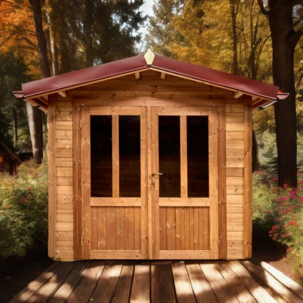 Abri THA24F21.02 -Sans Plancher-En THT-Madriers de 28mm- 2.35 x 2.15m-5.05m²
