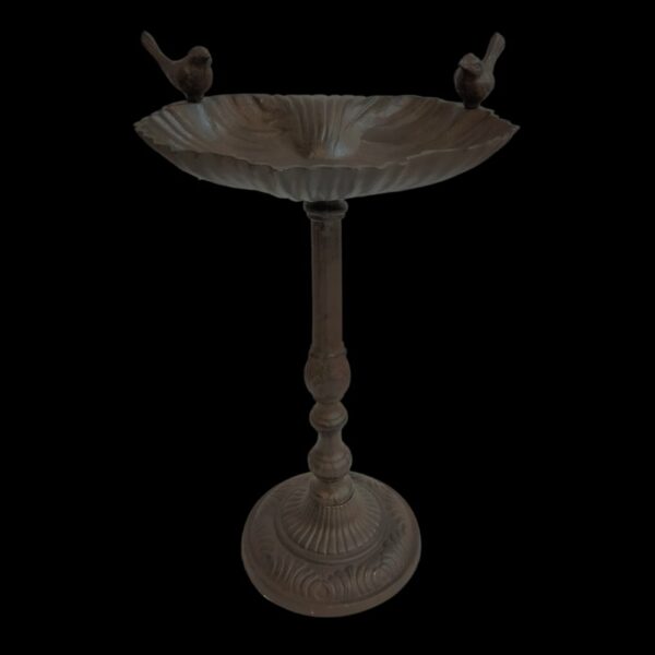 Mangeoire à oiseaux sur pied abreuvoir jardin fonte marron 50cm – Image 3