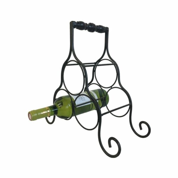 Porte 3 Bouteilles en métal noir 35 x 15 x 35 cm – Image 2