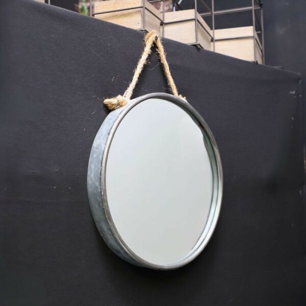 Miroir mural en métal et corde gris Ø.36 cm – Image 3