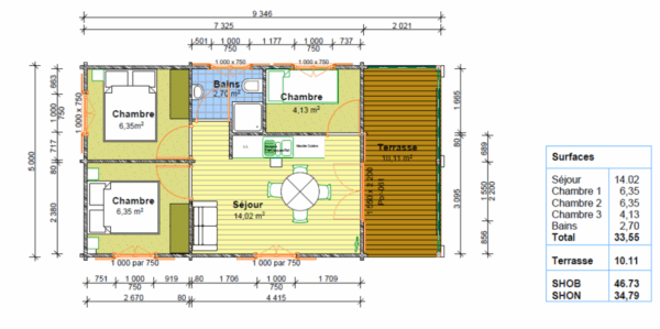 Chalet de Loisir ALABAMA-46m²-Habitation en Madriers 80 mm – Image 2