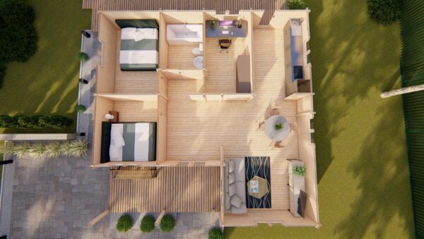 Chalet de 90 m2 + 13.70 m2 de terrasse en madriers de 68 mm – Image 2