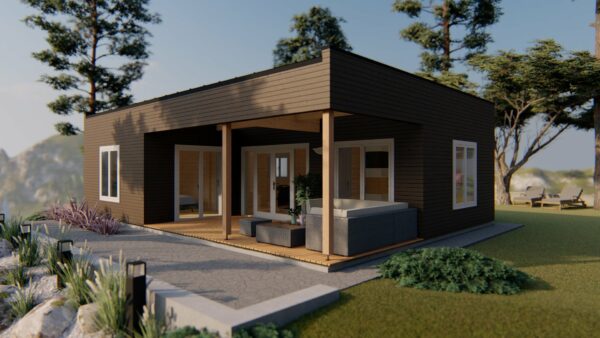 Chalet toit plat de 48 m2 + terasse en madriers de 44 mm – Image 6