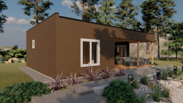 Chalet toit plat de 48 m2 + terasse en madriers de 44 mm – Image 2