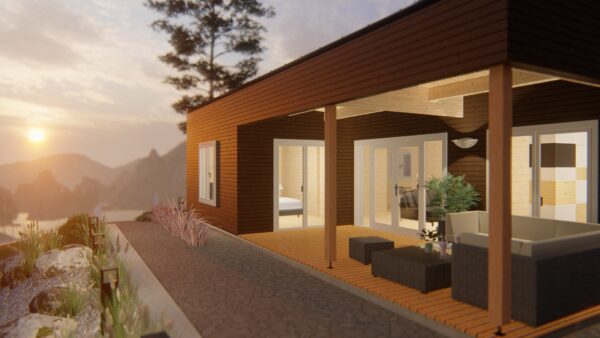 Chalet toit plat de 48 m2 + terasse en madriers de 44 mm – Image 4