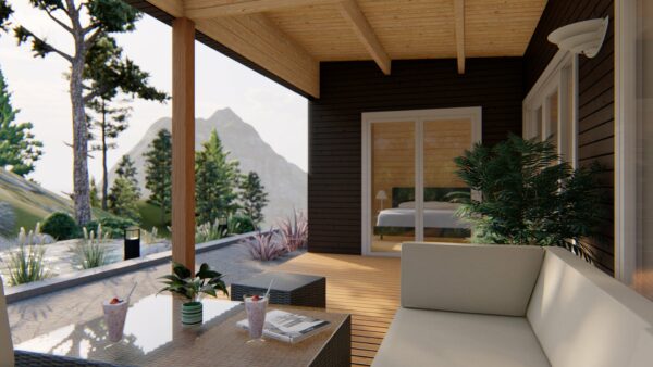 Chalet toit plat de 48 m2 + terasse en madriers de 44 mm – Image 3