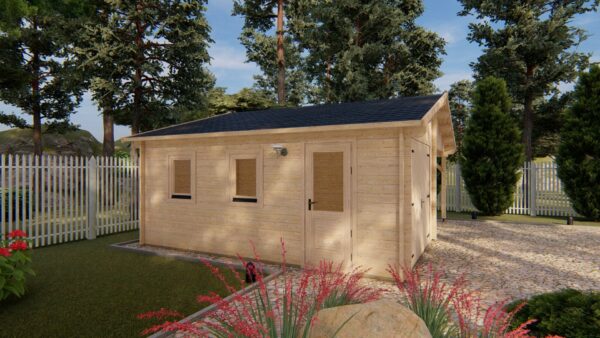 Garage avec carport de 36 m2 en madriers de 44 mm – Image 4