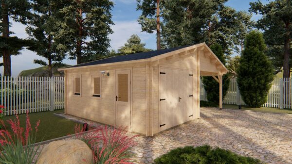 Garage avec carport de 36 m2 en madriers de 44 mm – Image 6