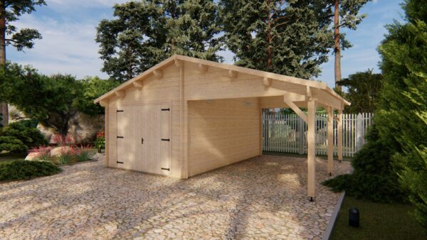 Garage avec carport de 36 m2 en madriers de 44 mm – Image 5