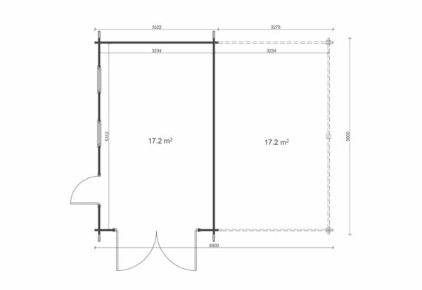 Garage avec carport de 36 m2 en madriers de 44 mm
