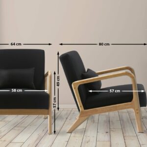 Fauteuil Hibbing Tissu Noir