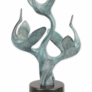 UNE SCULPTURE EN BRONZE MODERNISTE D'UN GROUPE DE GRUES