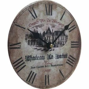 Horloge Murale Pendule Ronde en Bois et Papier Grand Vin de Bourgogne 4x16x16cm