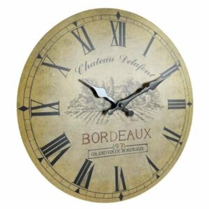 Horloge Murale Pendule Ronde de Cuisine ou Salon en Bois et Papier Chateau Delafont Bordeaux 16 x 16 cm