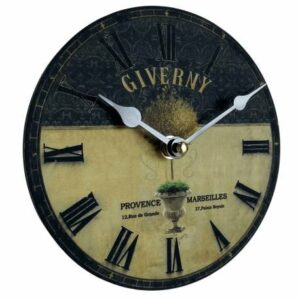 Horloge Murale Pendule Ronde en Bois et Papier Giverny Provence Marseilles 4x16x16cm
