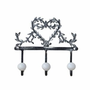 Porte serviette et torchons en métal gris et blanc 12 x 7.5 cm