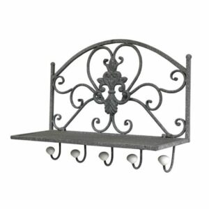 Porte manteaux étagère en métal gris 51 x 38 x 18.5 cm