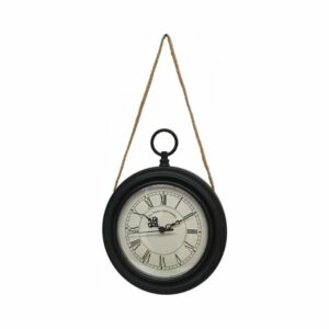 Horloge murale décorative vintage à gousset métal noir blanc Ø20.5cm