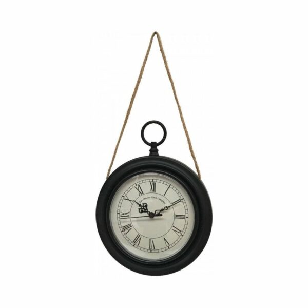 Horloge murale décorative vintage à gousset métal noir blanc Ø20.5cm