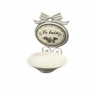 Porte savon en fer et porcelaine blanche 19 x 13 cm