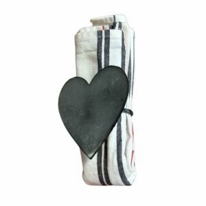 Rond de serviette"Cœur" en métal gris Ø7.5 x 4.5 x 7 cm