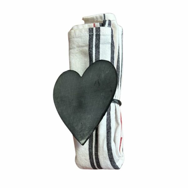 Rond de serviette"Cœur" en métal gris Ø7.5 x 4.5 x 7 cm
