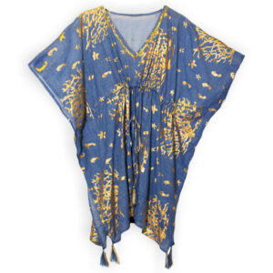 Nomad Sari On the Med Collection - Kaftan - Bleu Mer & Corail Doré
