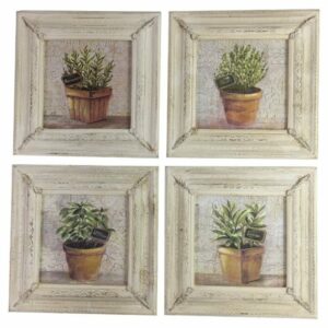 Set de 4 tableaux en bois multicolore 35 x 35 cm
