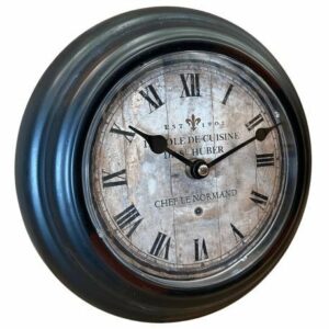 Horloge Murale en Fer avec Vitre en Plexiglass Pendule de Cuisine Ecole de Cuisine Chef Le Normand 4x21x21cm